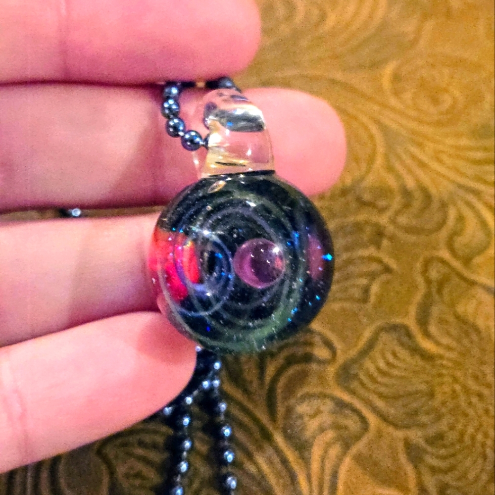 Galaxy Glass Orb Pendant Necklace - Picture 2 of 5